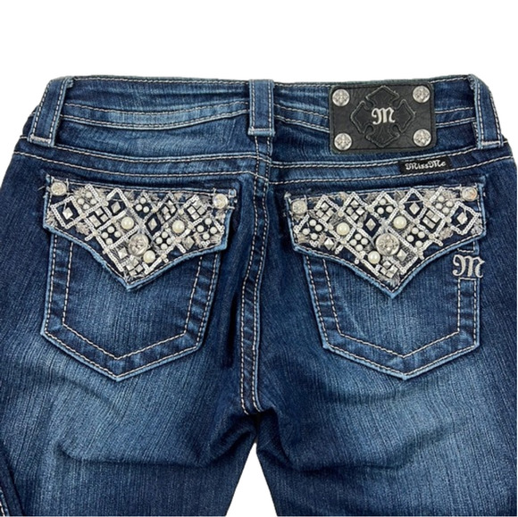 Miss Me blue denim jeans with bedazzled pockets - Picture 1 of 12